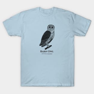 Barn Owl with Common and Scientific Names - bird design T-Shirt